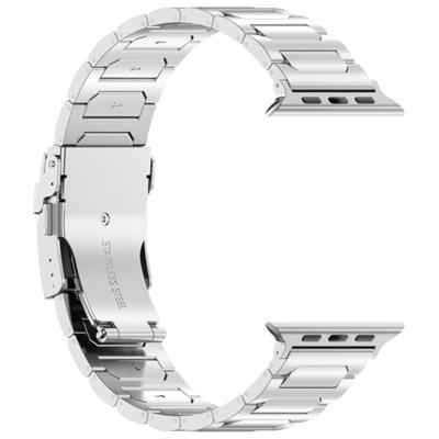 By Qubix - Titanium H-type schakelband - Zilver - Compatible met Apple Watch 38mm / 40mm / 41mm / 42mm - Compatible Apple watch bandjes
