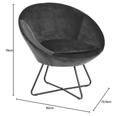 Sohome Fauteuil 'Vagn' Velvet, kleur Donkergrijs Sohome Fauteuil 'Vagn' Velvet, kleur Donkergrijs