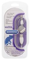 Bandridge 3-in-1 Data en Oplaadkabel USB A Male naar Micro-B Male 1 m Wit | 1 stuks - BBM39410W10 BBM39410W10 - thumbnail