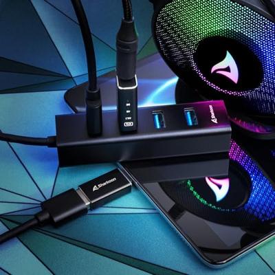 Sharkoon 4-port usb 3.2 gen 1 aluminium usb-hub (zwart)