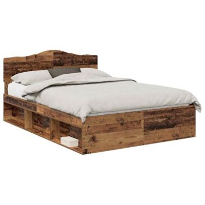 Bedframe met hoofdeinde Oudhout 150 x 200 cm Massief grenenhout