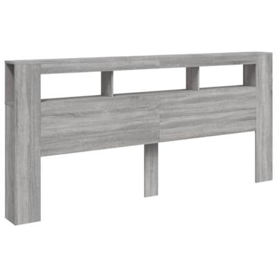 Hoofdeinde met LED 220x18,5x103,5 cm bewerkt hout grijs sonoma