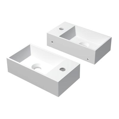 Fontein INK Contra Rechthoek Rechts 40x22x10cm Polystone Mat Wit 1 Kraangat