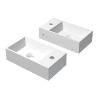 Fontein INK Contra Rechthoek Rechts 40x22x10cm Polystone Mat Wit 1 Kraangat - thumbnail
