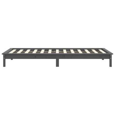 Bedframe massief grenenhout grijs 90x200 cm