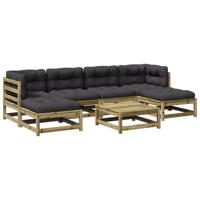 7-delige Loungeset met kussens geïmpregneerd grenenhout - thumbnail