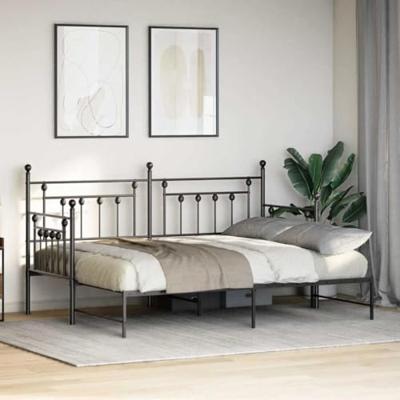 Bedframe voor een daybed met hoofdeinde Zwart 80 x 200 cm Staal