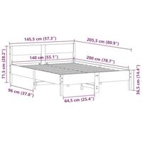 Bedframe met hoofdbord massief grenenhout wit 140x200 cm - thumbnail