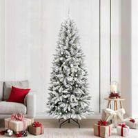 VidaXL Kunstkerstboom wit 210 cm pvc en plastic en staal en pe - thumbnail