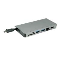 ROLINE USB Type C docking station, HDMI 4K, VGA, 2x USB 3.2 Gen 1, LAN, PD, kaartlezer - thumbnail