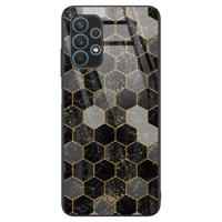 Samsung Galaxy A32 5G glazen hardcase - Hexagons zwart - thumbnail