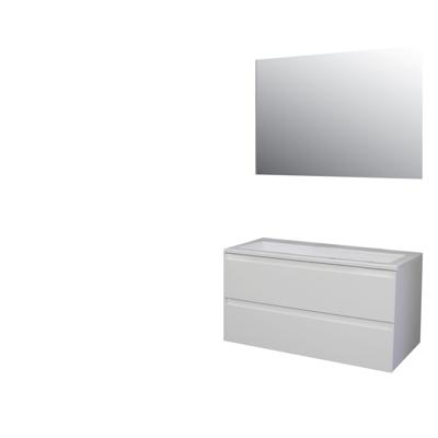 Badkamermeubel Boss & Wessing Pepper Acryl Wastafel Incl Spiegel Zonder Kraangat 100x55x46 cm Wit Boss & Wessing
