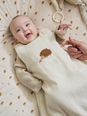 Mouwloze slaapzak in katoengaas HÉRISSON beige, gestreept Mouwloze slaapzak in katoengaas HÉRISSON beige, gestreept