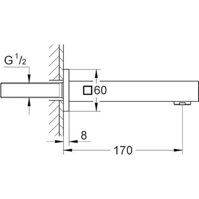 Baduitloop GROHE Eurocube Baduitloop Hard Graphite Geborsteld