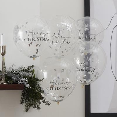Confettiballonnen &apos;Merry Christmas&apos; Zilver (5st)