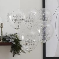 Confettiballonnen &apos;Merry Christmas&apos; Zilver (5st) - thumbnail