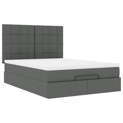 Ottoman bed met matras en LED's 140x190cm stof donkergrijs