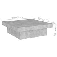 VidaXL Salontafel 90x90x28 cm bewerkt hout betongrijs - thumbnail