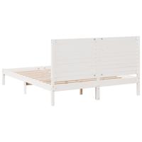Bedframe extra lang zonder matras massief hout wit 160x220 cm - thumbnail