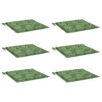 VidaXL Stoelkussens 6 st bladpatroon 40x40x4 cm stof - thumbnail