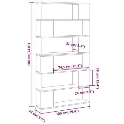 Boekenkast/kamerscherm 100x24x188 cm wit - thumbnail