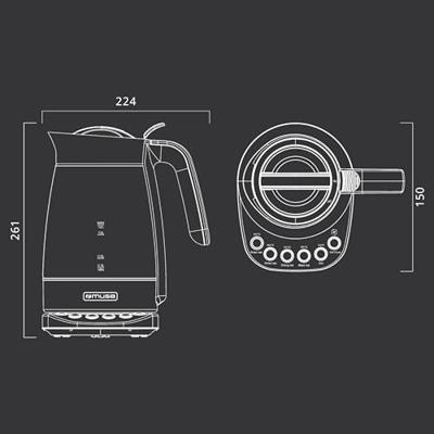 Muse MS-320T - elektrische waterkoker met temperatuurregeling, 1,2 liter