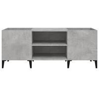 Platenkast 121x38x48 cm bewerkt hout betongrijs - thumbnail