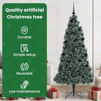 VidaXL Kunst kerstboom met verlichting en ballenset groen 210 cm pet - thumbnail