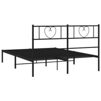 Bedframe met hoofdbord metaal zwart 140x200 cm - thumbnail