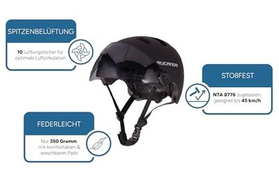 Rucanor Urban Sprint Scooter & Fietshelm met Vizier NTA 8776 Zwart Maat 55 58 cm (M) Rucanor Urban Sprint Scooter & Fietshelm met Vizier NTA 8776 Zwart Maat 55 58 cm (M)