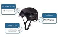 Rucanor Urban Sprint Scooter & Fietshelm met Vizier NTA 8776 Zwart Maat 55 58 cm (M) - thumbnail