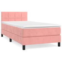 Boxspring met matras fluweel roze 100x200 cm - thumbnail