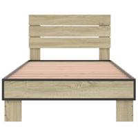 Bedframe bewerkt hout en metaal sonoma eikenkleurig 90x200 cm - thumbnail