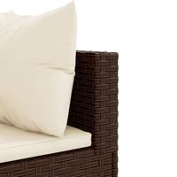 4-delige Loungeset met kussens poly rattan bruin - thumbnail