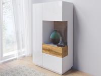 Commode SILAC 2 deuren (rechts) blanc/wotan eik met verlichting - thumbnail