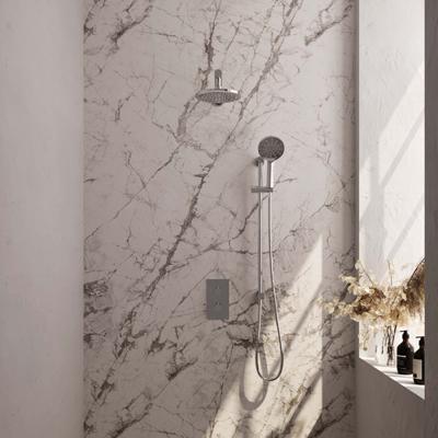 Brauer Chrome Carving Thermostatische Regendoucheset Inbouw - Hoofddouche 20 cm - Rechte Wandarm - 3 Weg - Handdouche 3 Standen - Doucheslang - Geintegreerde Glijstang - Chroom