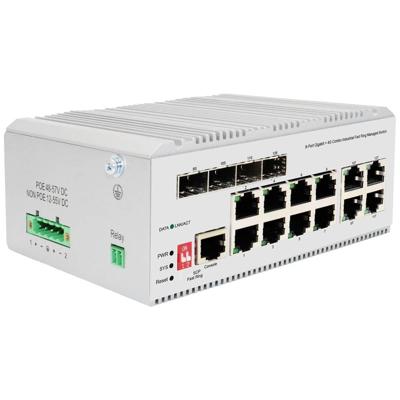 DIGITUS Netwerk Switch - 12-poorts Gigabit Ethernet - 8x RJ45 + 4x SFP/RJ45 Combo - L2 managed - 10/100/1000 Mbit/s - DIN rail montage - industriële serie - wit