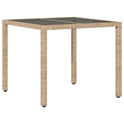 3-delige Tuinset met kussens poly rattan en glas beige - thumbnail