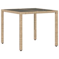 3-delige Tuinset met kussens poly rattan en glas beige - thumbnail
