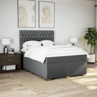 Boxspring met matras stof donkergrijs 140x190 cm - thumbnail
