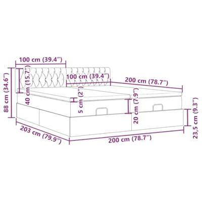 Ottoman bed met matrassen en LED's 200x200cm fluweel