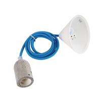 Fitting E27 beton grijs snoer blauw - thumbnail