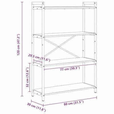 Boekenkast Gerookt eiken 80 x 30 x 118 cm Hout Boekenkast Gerookt eiken 80 x 30 x 118 cm Hout