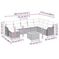 Tuinbankenset met kussen 9 pcs Beige poly rattan - thumbnail