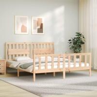Bedframe met hoofdbord massief hout - thumbnail