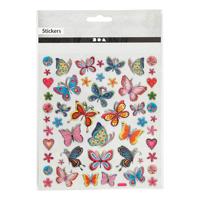Creativ Company Stickers bloemen en vlinders, 1 vel - thumbnail