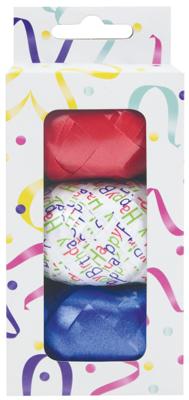 Krullint set à 3 kleuren rood blauw wit birthday | 6 stuks