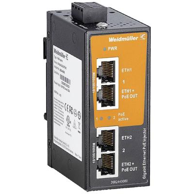Weidmüller IE-INJ-EL02-2GTPOE PoE-injector 1 GBit/s IEEE 802.3af (15.4 W), IEEE 802.3at (30 W)
