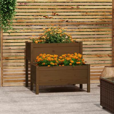 VidaXL Plantenbak 84,5x84x75 cm massief grenenhout honingbruin
