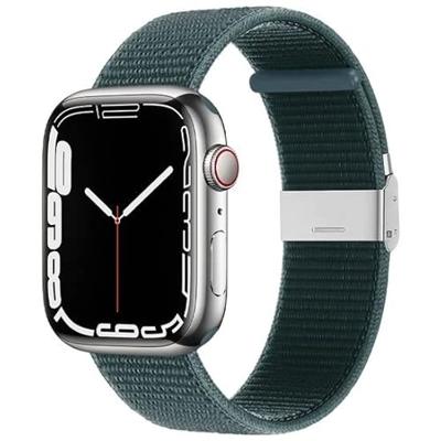 Nylon bandje met klemsluiting - Donkergroen - Geschikt voor Apple Watch 44mm / 45mm / 46mm / 49mm